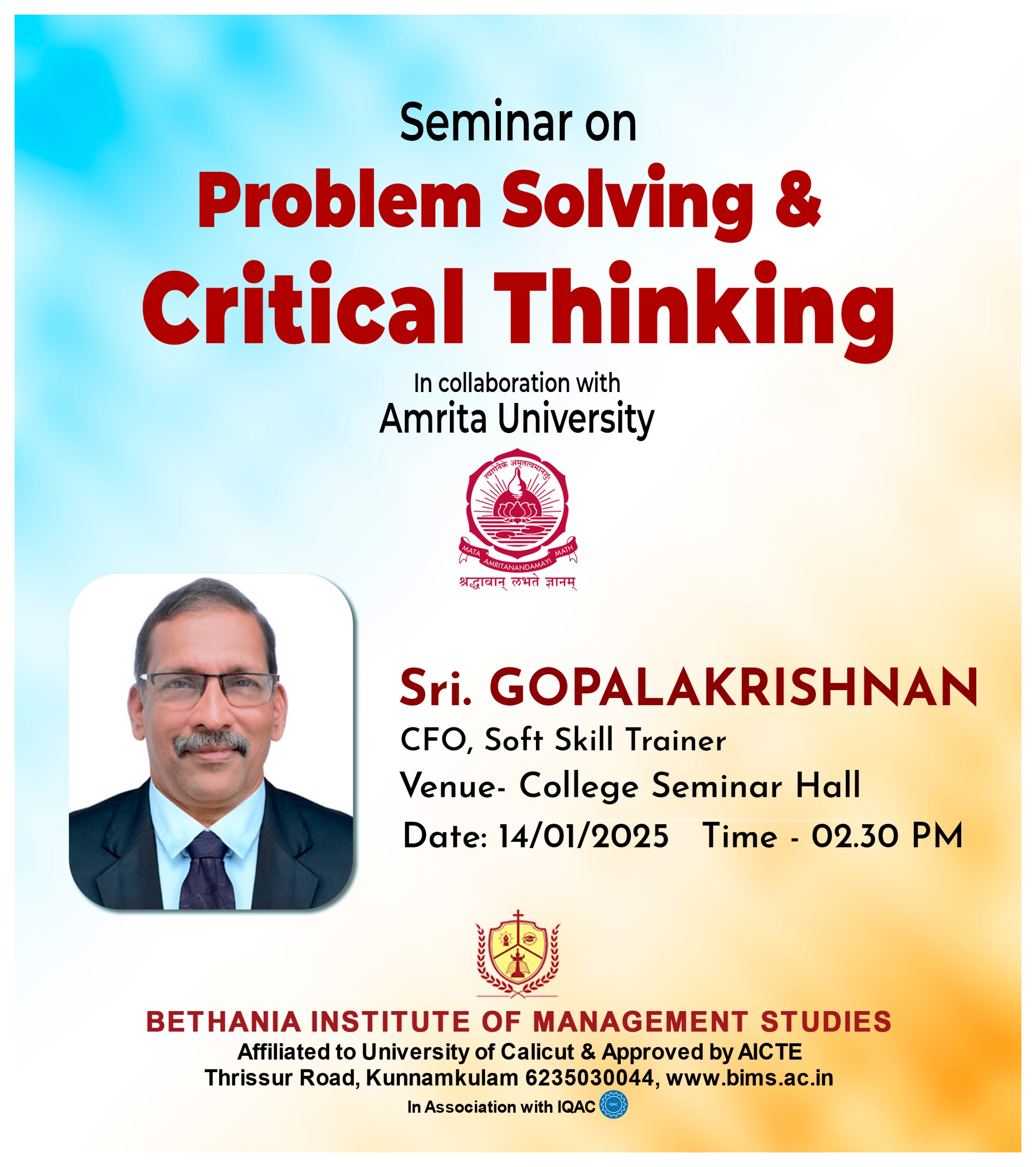 Seminar on Problem Solving &amp; Critical Thinking 